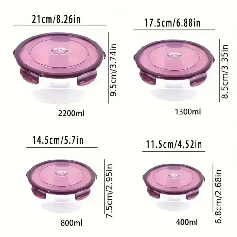 4 Burgundy Mixing Bowls w/Lid